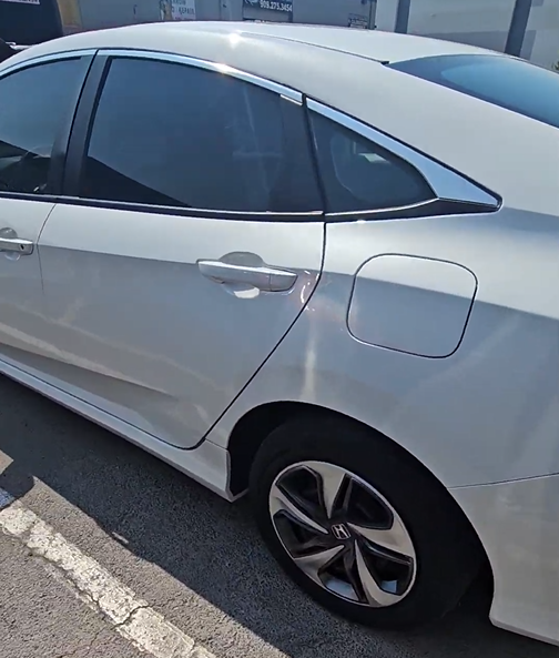 White Honda after body repair